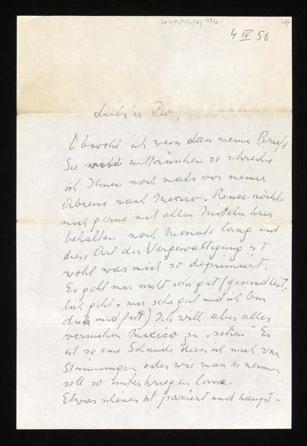 Letter To Elias Canetti‘, Recipient: Elias Canetti, 4 April 1956 