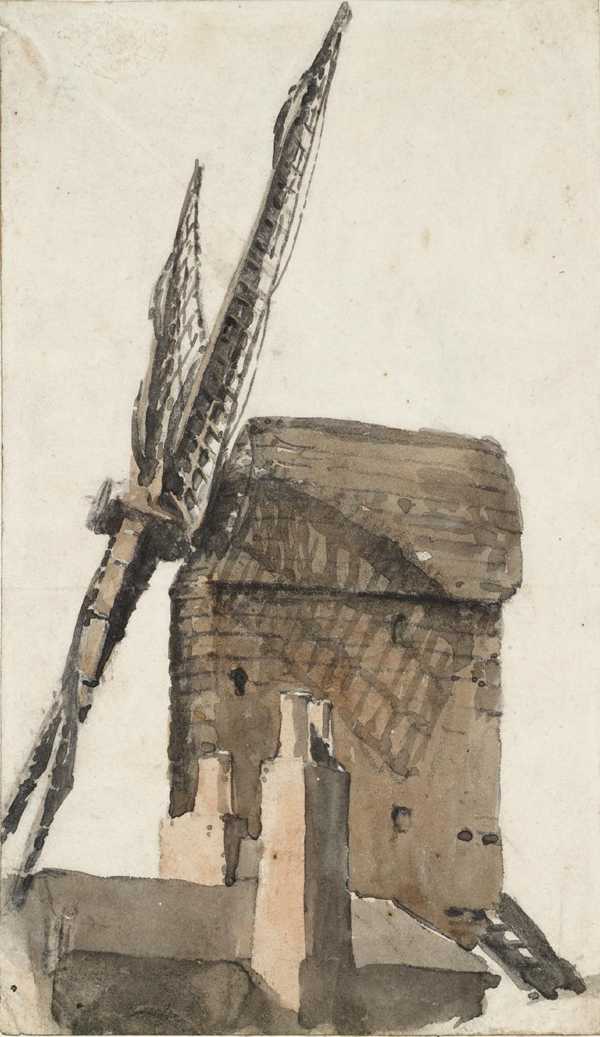 Windmill. Verso: Foliage (?)