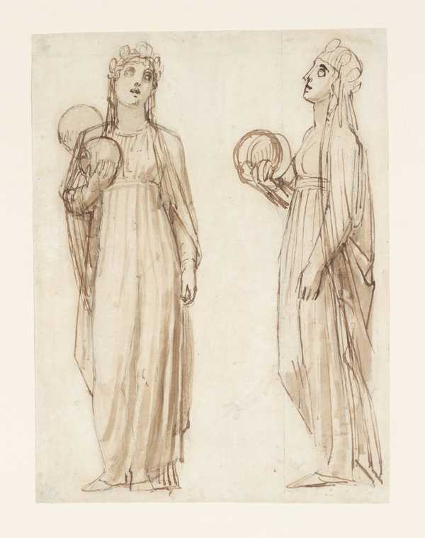 Studies for the Wellington Shield: A Draped Female Figure Holding a Spherical Object