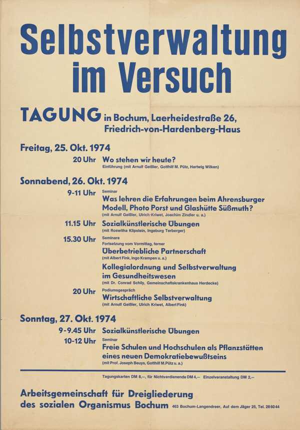 Selbstverwaltung im Versuch. Bochum