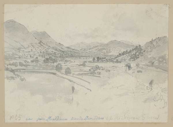 View from Llandinam towards Llaniddloes. Verso: Sketch