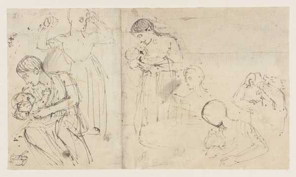 A Woman and Child, Sketches. Verso: A Male Figure