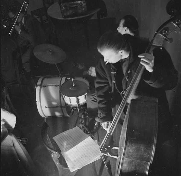 Photograph of jazz musician playing double bass, possibly Lennie Bush ...