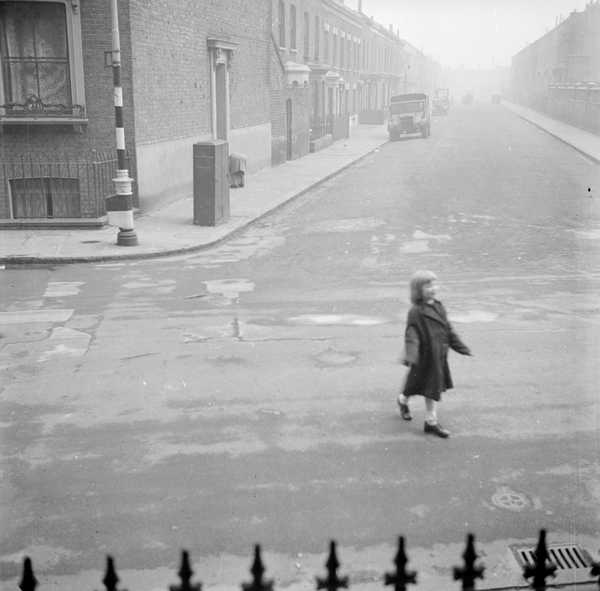 Photograph of two unidentified children playing on Chisenhale Road ...