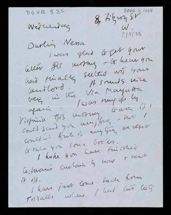 Letter from D. [Duncan Grant] to Vanessa Bell‘, Duncan Grant, recipient ...