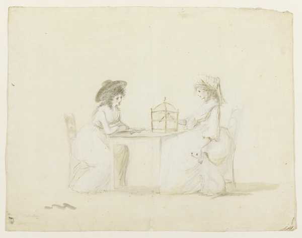 The Bird-Cage. Verso: Woman in Profile Facing Right and Study of a Man