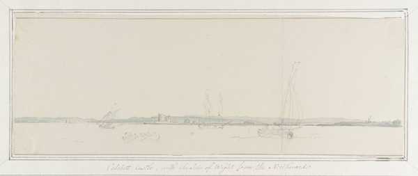 Calshott Castle with the Isle of Wight from the Northward