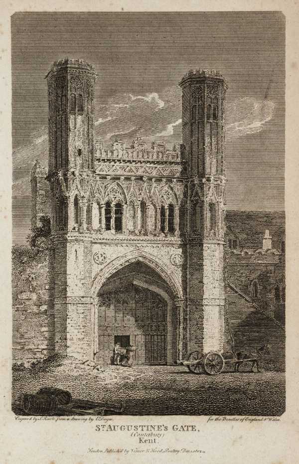 St Augustine’s Gate, Canterbury, Kent, engraved by J. Rawle