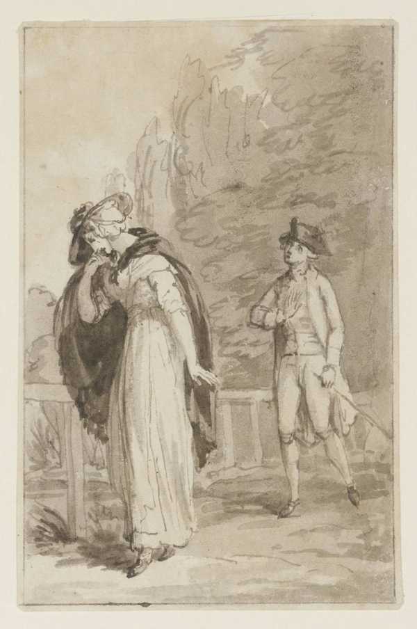 A Lady in Distress in a Park, Approached by a Gentleman