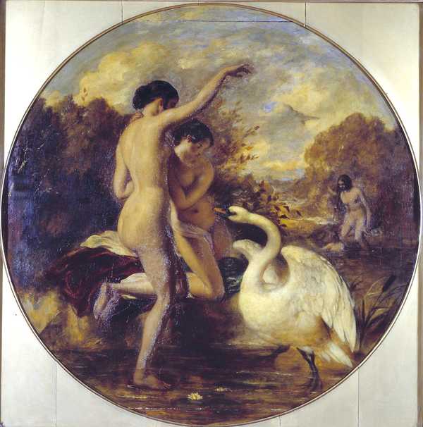 Female Bathers Surprised by a Swan. Verso: Terpsichore (?) with Putti