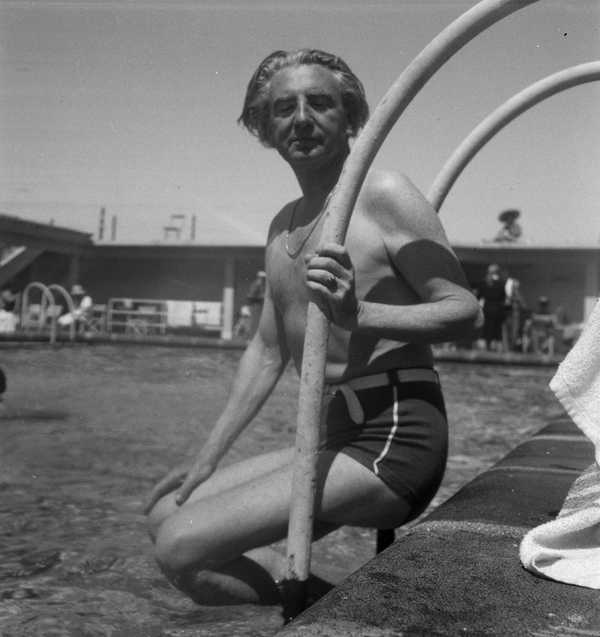 ‘Photograph of Joseph Bard getting into a swimming pool in Tenerife ...