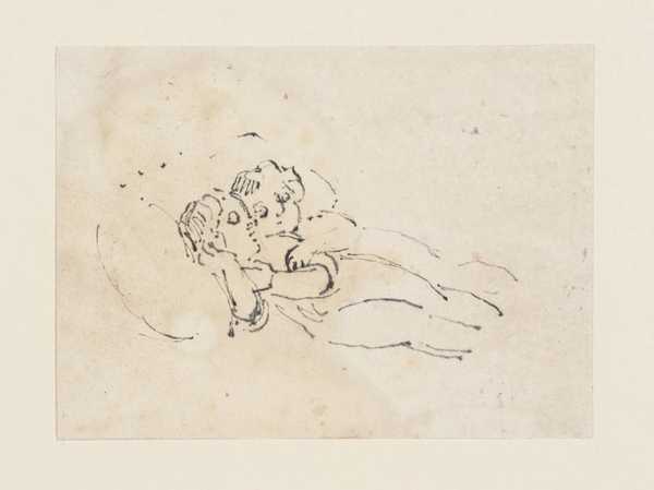 Sketch for Illustration to Bowyer’s ‘History of England’: Two Recumbent Children, for the Headpiece ‘The Murder of Edward V and his Brother’. Verso: Sketches of a Mother and Child