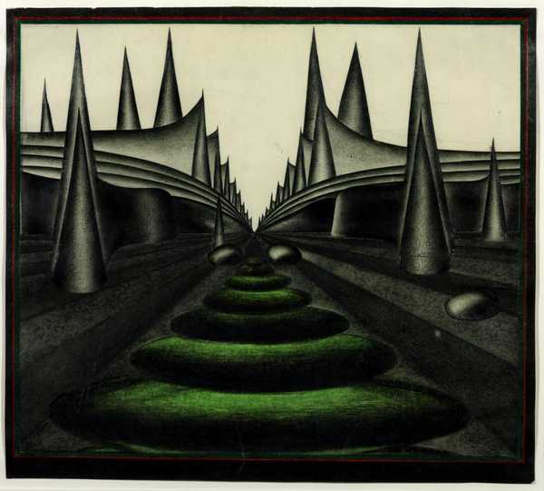 Gardens with Green Garden Sculpture