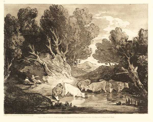 Wooded Landscape with Figures and Cows at a Watering Place (The Watering Place)