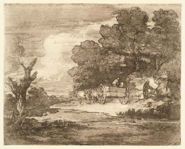 Wooded Landscape with Country Cart and Figures