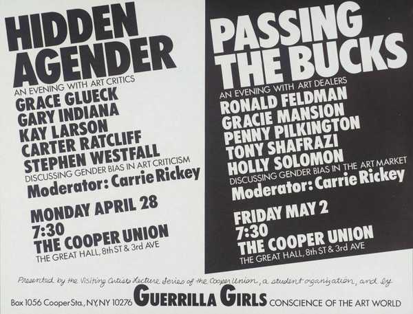 ‘Hidden Agender/Passing The Bucks‘, Guerrilla Girls, 1986 | Tate