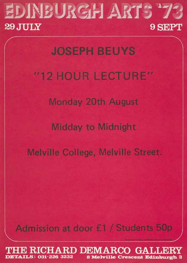 Joseph Beuys: ‘12 Hour Lecture’, Edinburgh Arts ‘73. The Richard Demarco Gallery