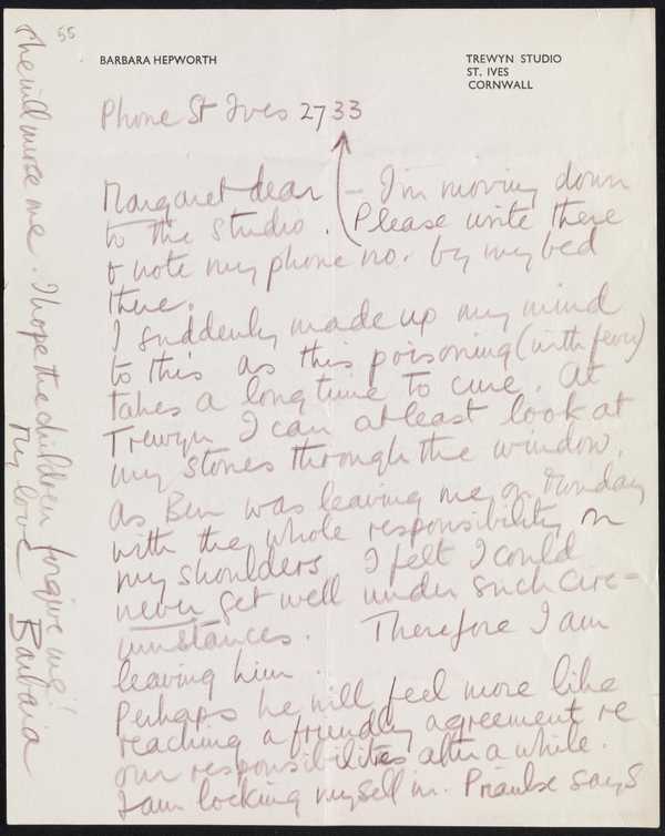 Letter sent by Barbara Hepworth to Margaret Gardiner‘, Dame Barbara ...
