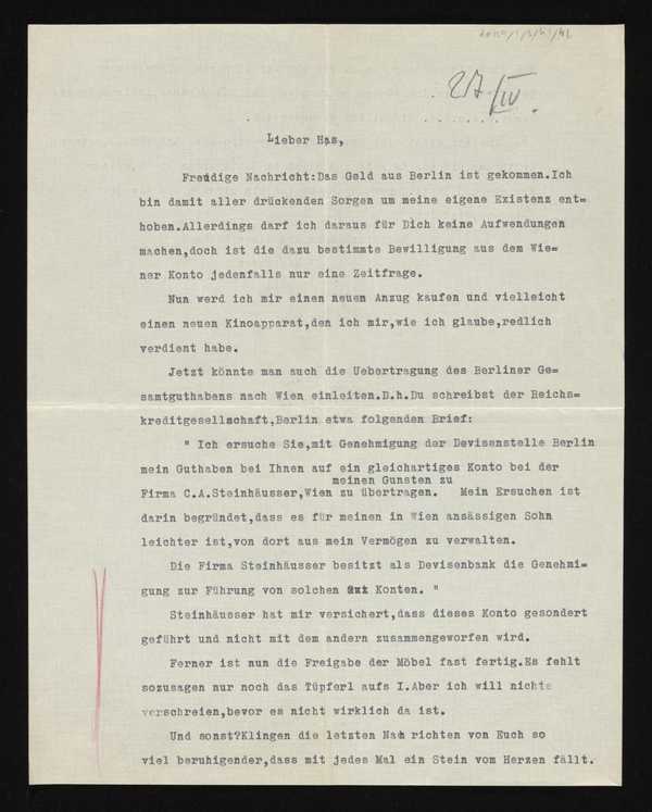 Letter from Karl von Motesiczky, Vienna‘, Karl von Motesiczky ...