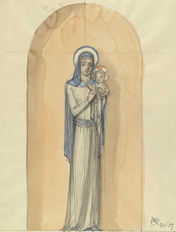 Design depicting the Virgin and Child‘, Alan L. Durst, October 1957 ...