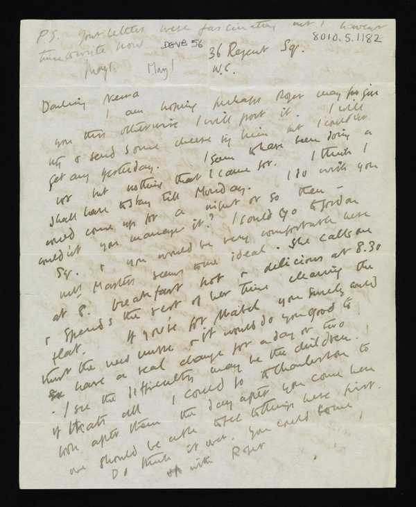 Letter [from Duncan Grant] to Vanessa Bell [Charleston]‘, Duncan Grant ...