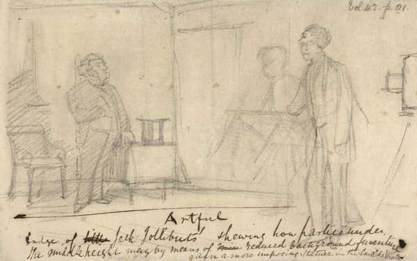 Pencil and ink sketch for ‘Artful’‘, Charles Samuel Keene, [c.1862 ...