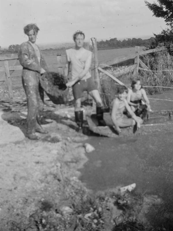 Black And White Negative Of Duncan Grant With Quentin Bell Holding A Bucket And Angelica Bell 5529