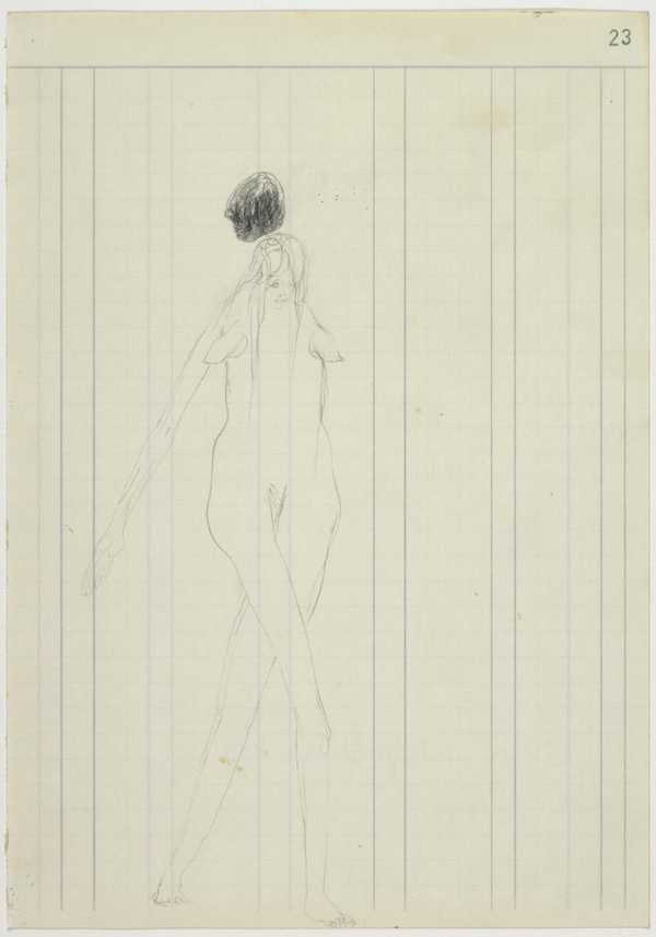 Woman with falling stone