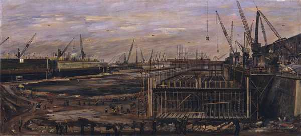 Building the Mulberry Harbour, London Docks