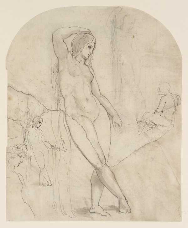 A Nude Female Figure, Standing. Same Figure Repeated, with Another