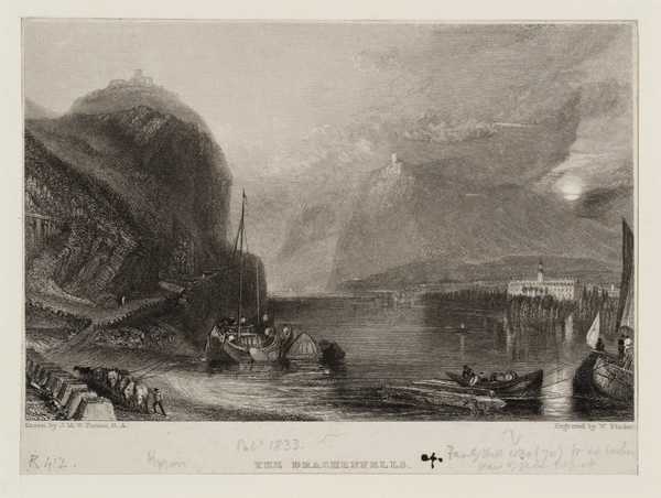 ‘The Drachenfels, engraved by William Finden‘, after Joseph Mallord ...