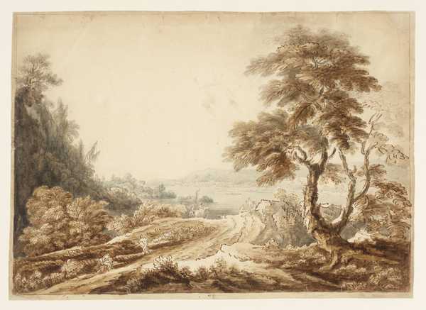Landscape Composition with a Lake in the Distance. Verso: Sketch