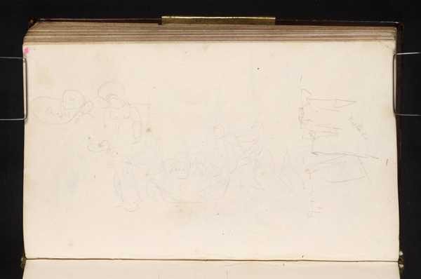 ‘Studies of a Seated Woman and a Bonnet; Figures Pulling and Pushing a ...