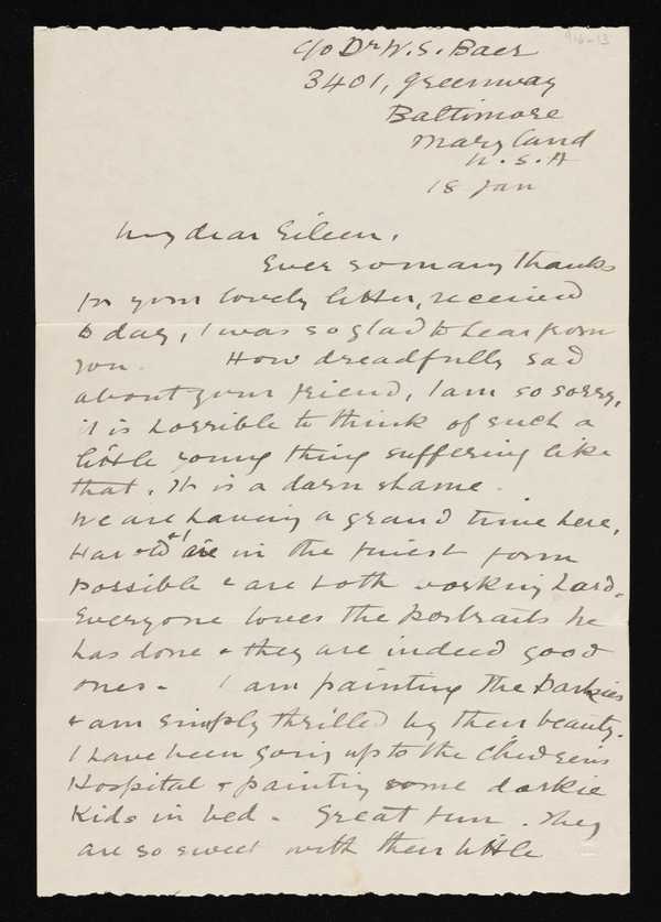 Letter from Laura Knight to Eileen Mayo‘, Dame Laura Knight, recipient ...