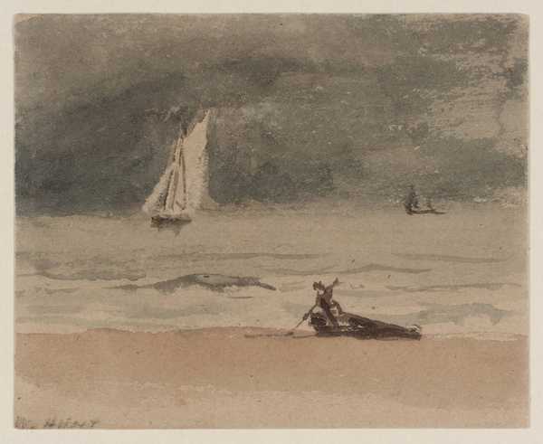 Two Ships on the Sea, a Hulk on the Shore