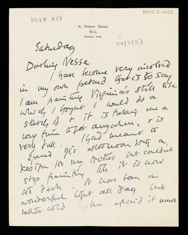 Letter from Bear [Duncan Grant] to Vanessa Bell‘, Duncan Grant ...