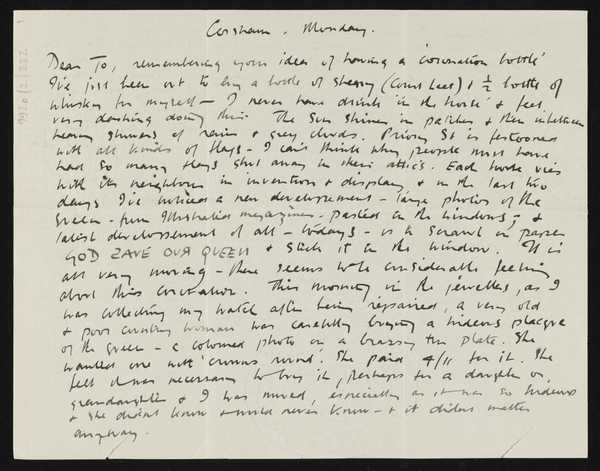 Letter from Kenneth Armitage to Joan Moore, addressed Corsham‘, Kenneth ...