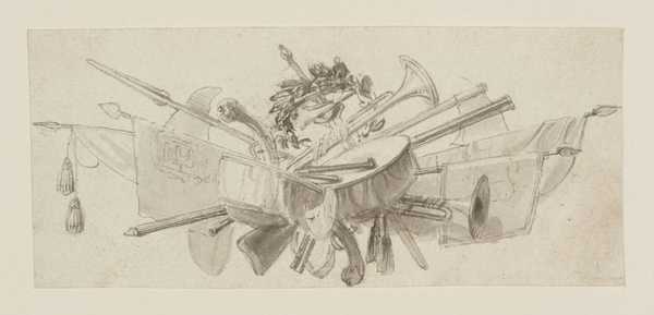 Standards, Trumpets and a Laurel Wreath. Design for a Tailpiece