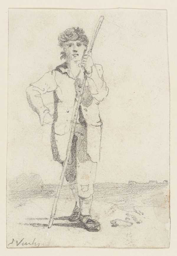 A Boy with a Stick. Verso: Sketches