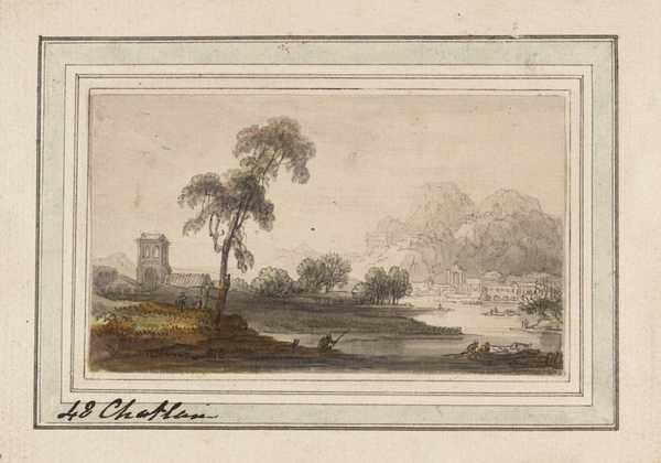 Landscape Composition with Tree, a Church on the Left