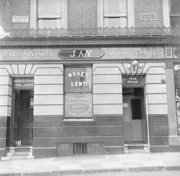 Photograph showing exterior of a loan office on Ockendon Road, London‘, Nigel Henderson, [c.1949