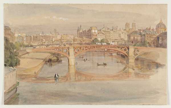 Bridges on the Seine. Verso: Sketch of an Abbé