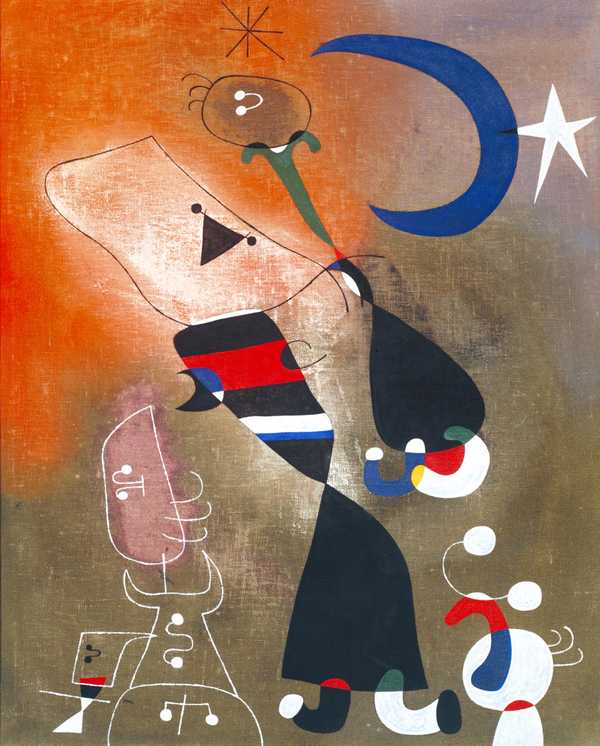 Women and Bird in the Moonlight
