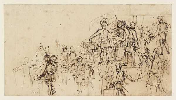 Designs for a Picture with Scottish Characters. Verso: Studies of a Woman and a Man