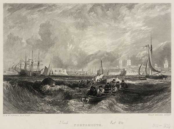 ‘Portsmouth, Hampshire, engraved by W. Miller‘, after Joseph Mallord ...