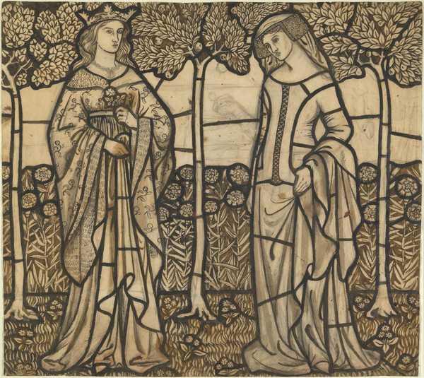 Guinevere and Iseult: Cartoon for Stained Glass