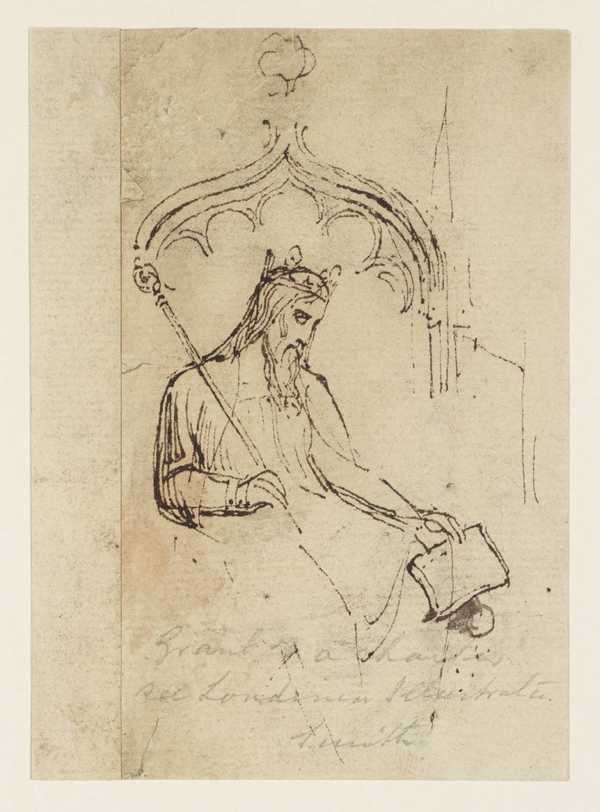 A Mediaeval Figure Seated in Front of a Gothic Window. Verso: Figure of ?a Scotsman