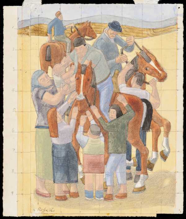 Peasants and horseman