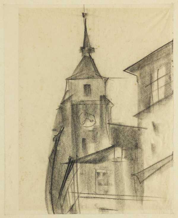 Sketch of a church or clock tower in Prague‘, Felicia Browne, [c.1935 ...