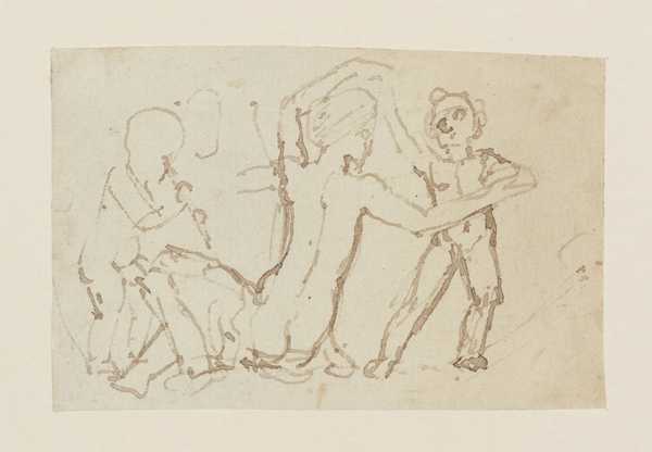 Seated Nymph and Two Putti